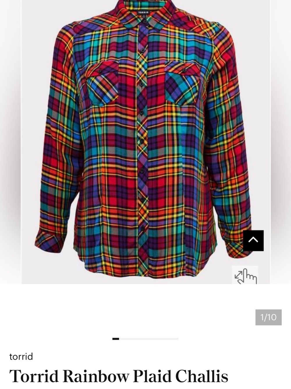 ISO torrid Multicolor Rainbow Plaid Button-Front Shirt